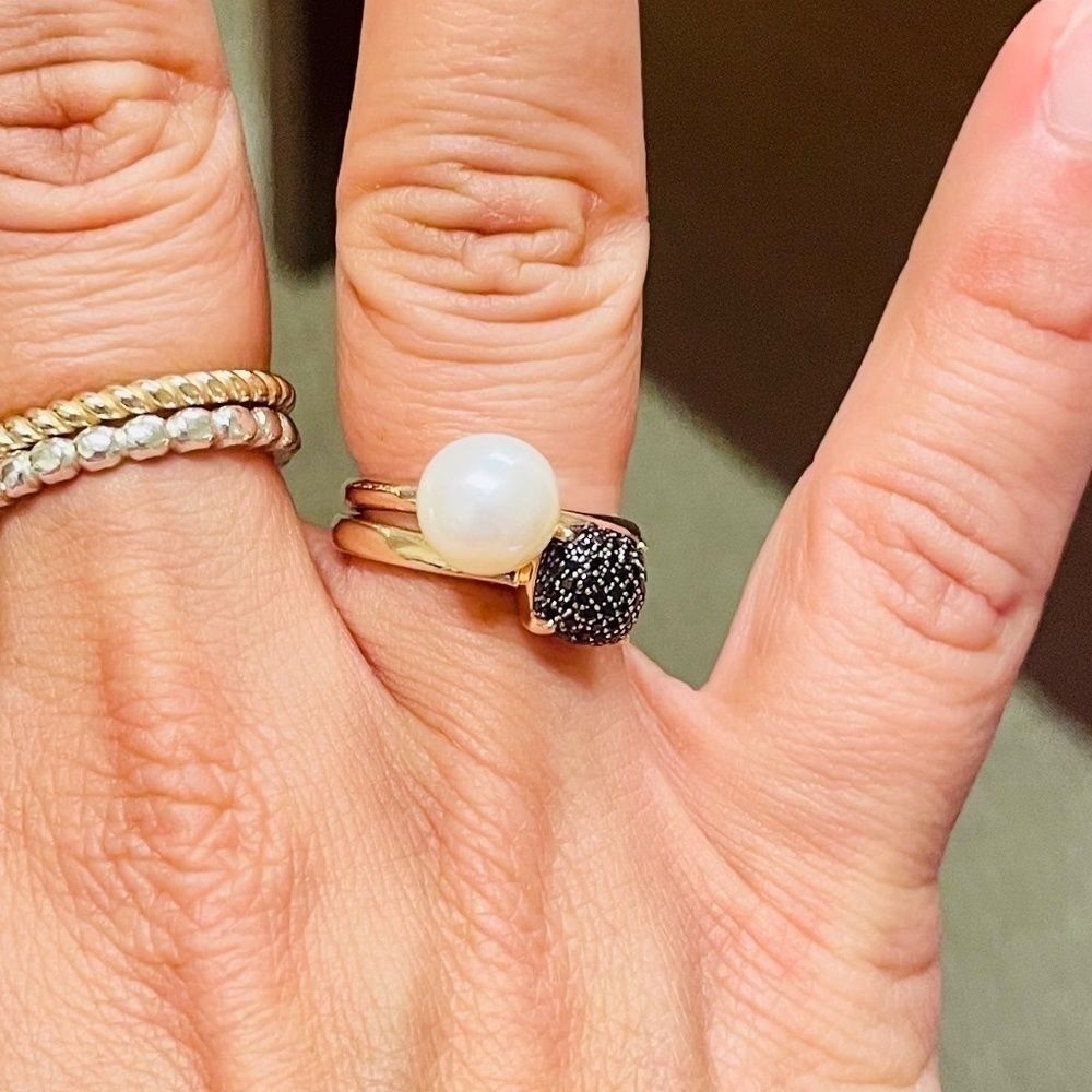 🖤Tiffany & Co. Black Spinel Sugar Stack Ring 18k Rose Gold, sz 5.25🖤 - Picture 3 of 4